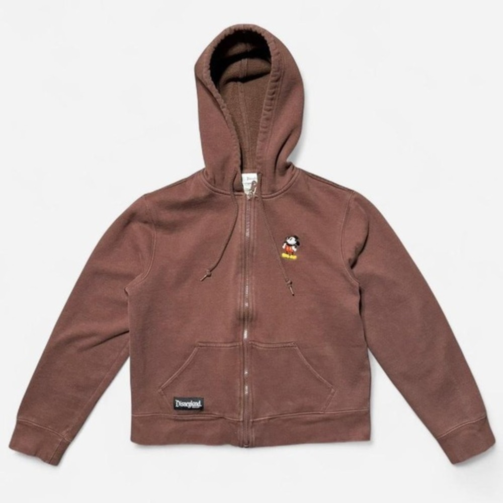 Disneyland Brown Mickey Mouse‎ Zip Up Hoodie Kids Size L